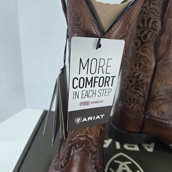 Ariat Women’s Round Up Remuda Brown Leather Cowboy Boots Women's 5.5 or 4 Youth - Picture 15 of 16